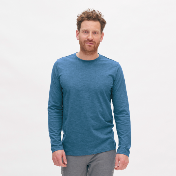 Blaue Langarm-Shirt Herren Langarm-Tunika