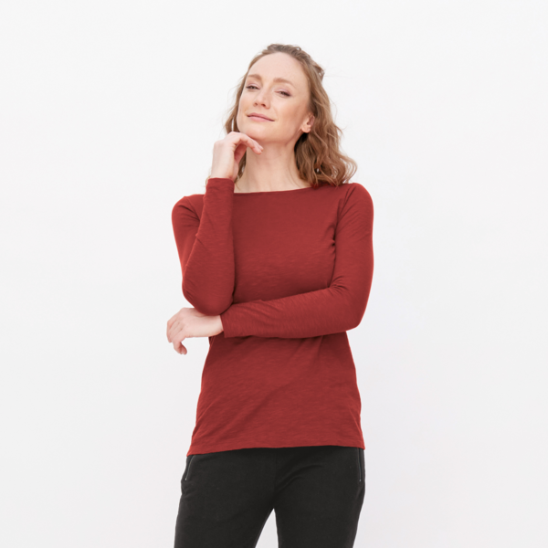 Rote Langarm-Shirt Damen Langarm-Unterhemd
