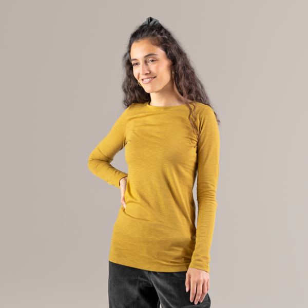 Gelbe Langarm-Shirt Damen Langarm-Hemd