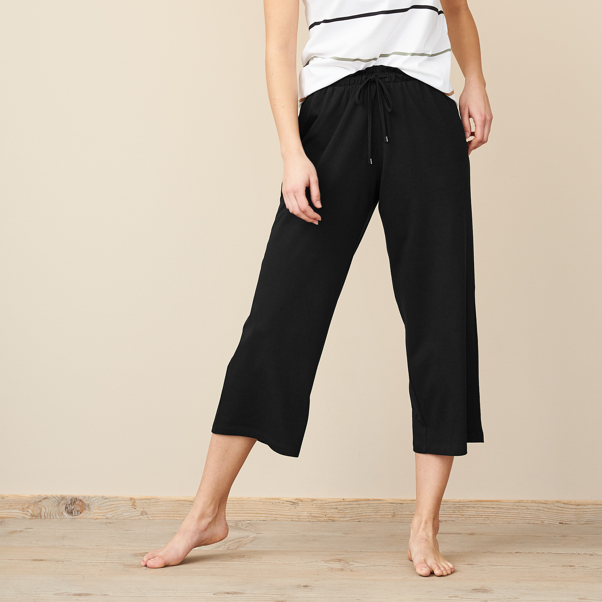 Women's 7/8 trousers Inga, Cotton (Organic), Black