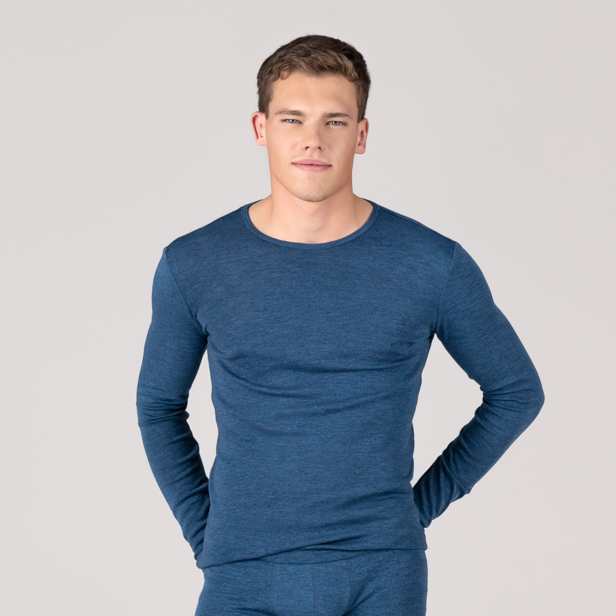 Blue Men Long-sleeved shirt