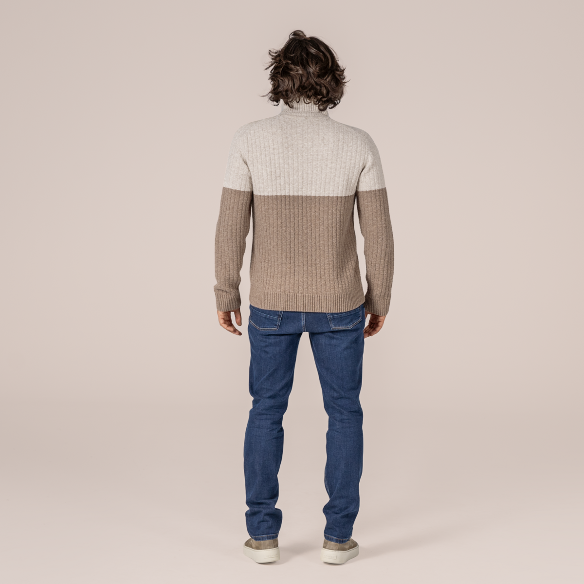 Beige Men Turtleneck-Sweater