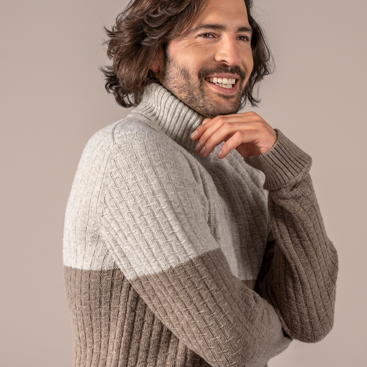 Beige Turtleneck-Sweater Men PATRIZIO