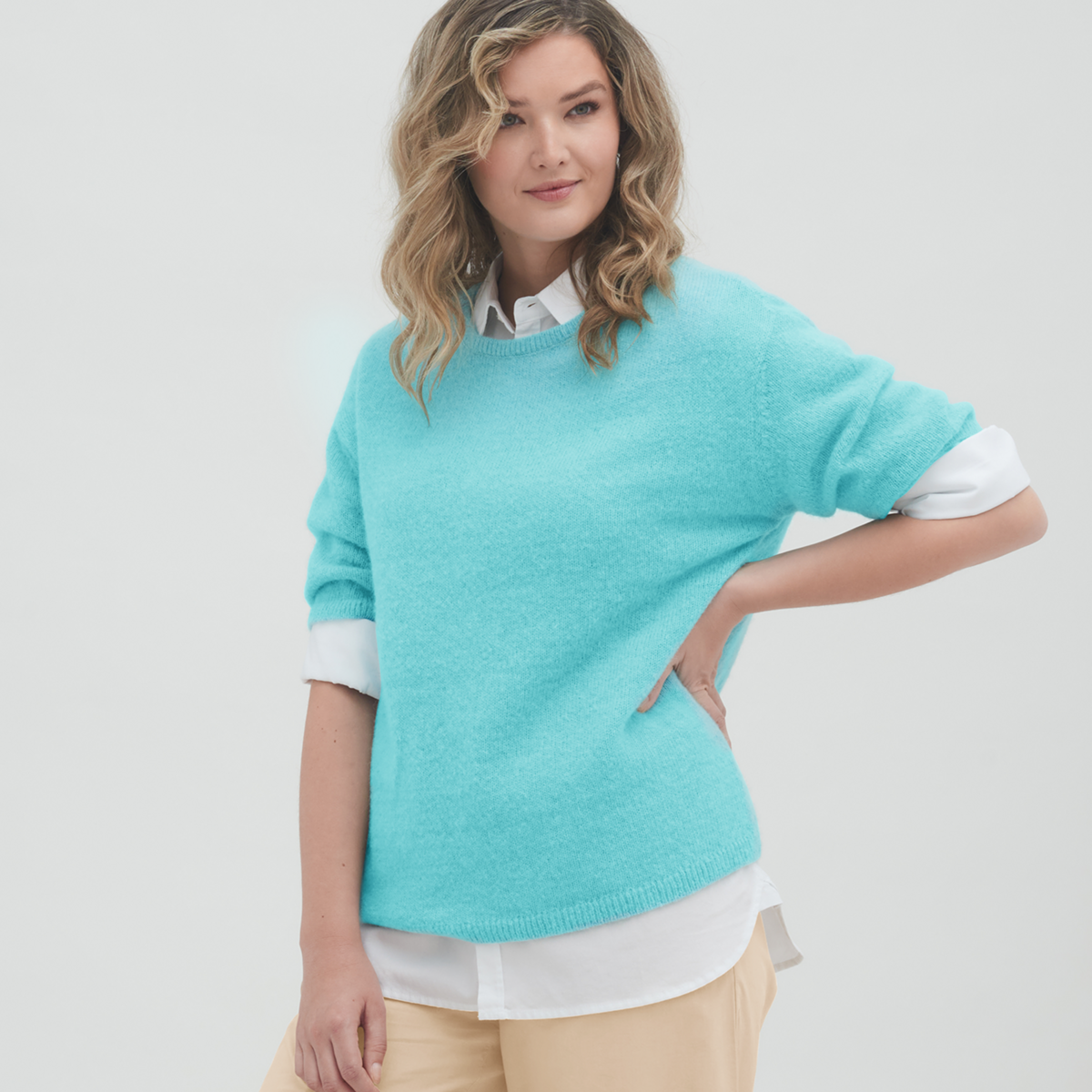 Turquoise Pullover Femmes ODILIA