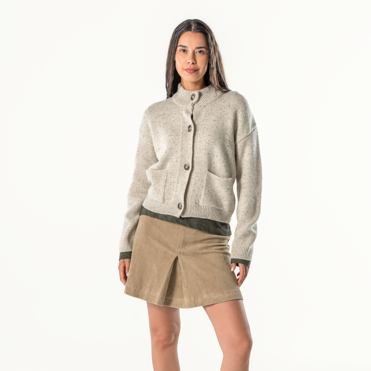 Beige Damen Strickjacke