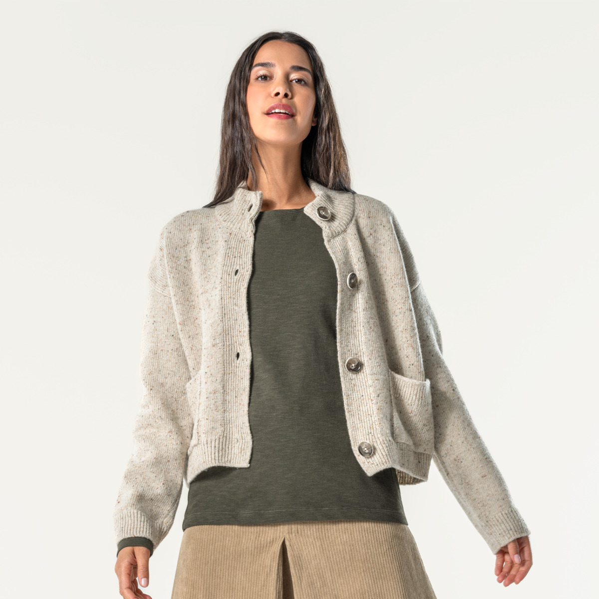 Beige Damen Strickjacke