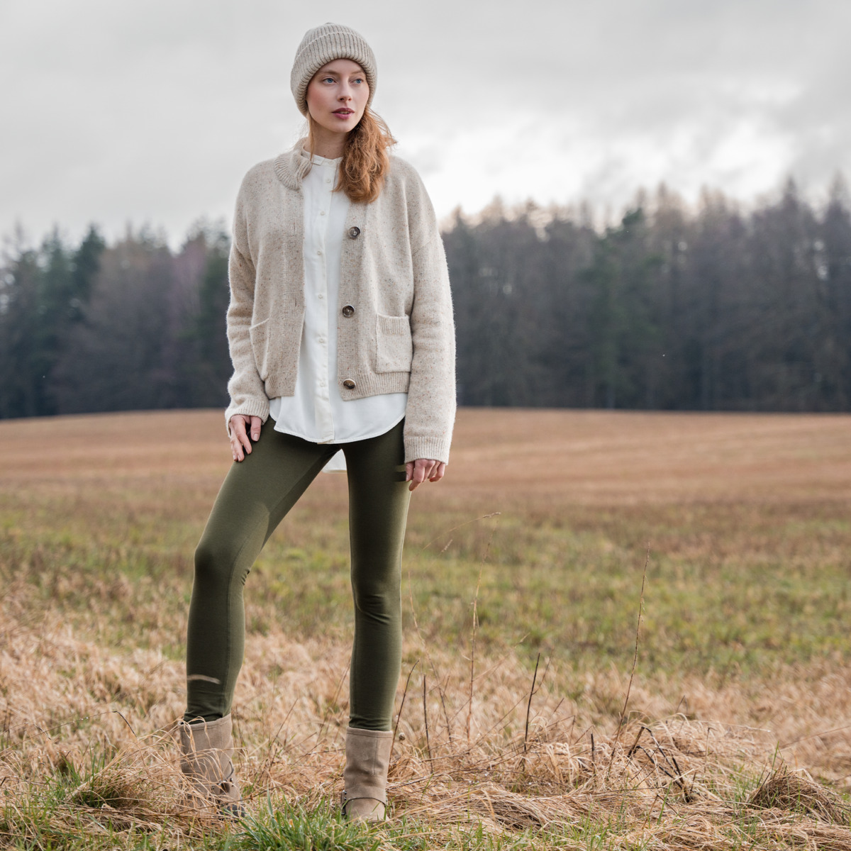 Beige Women Cardigan