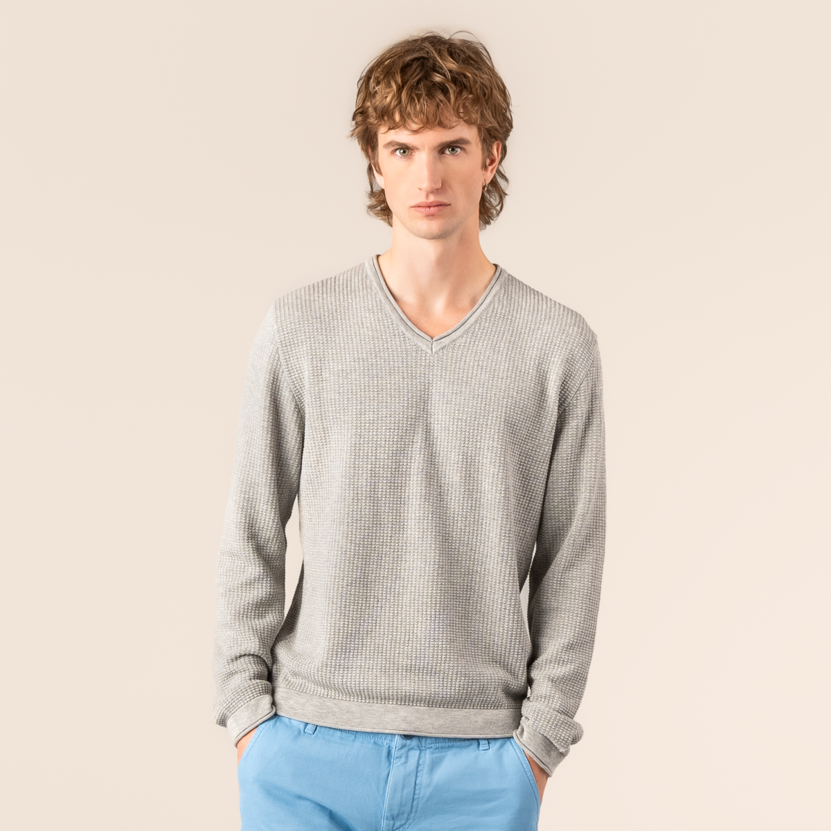 Gris Hommes Pullover