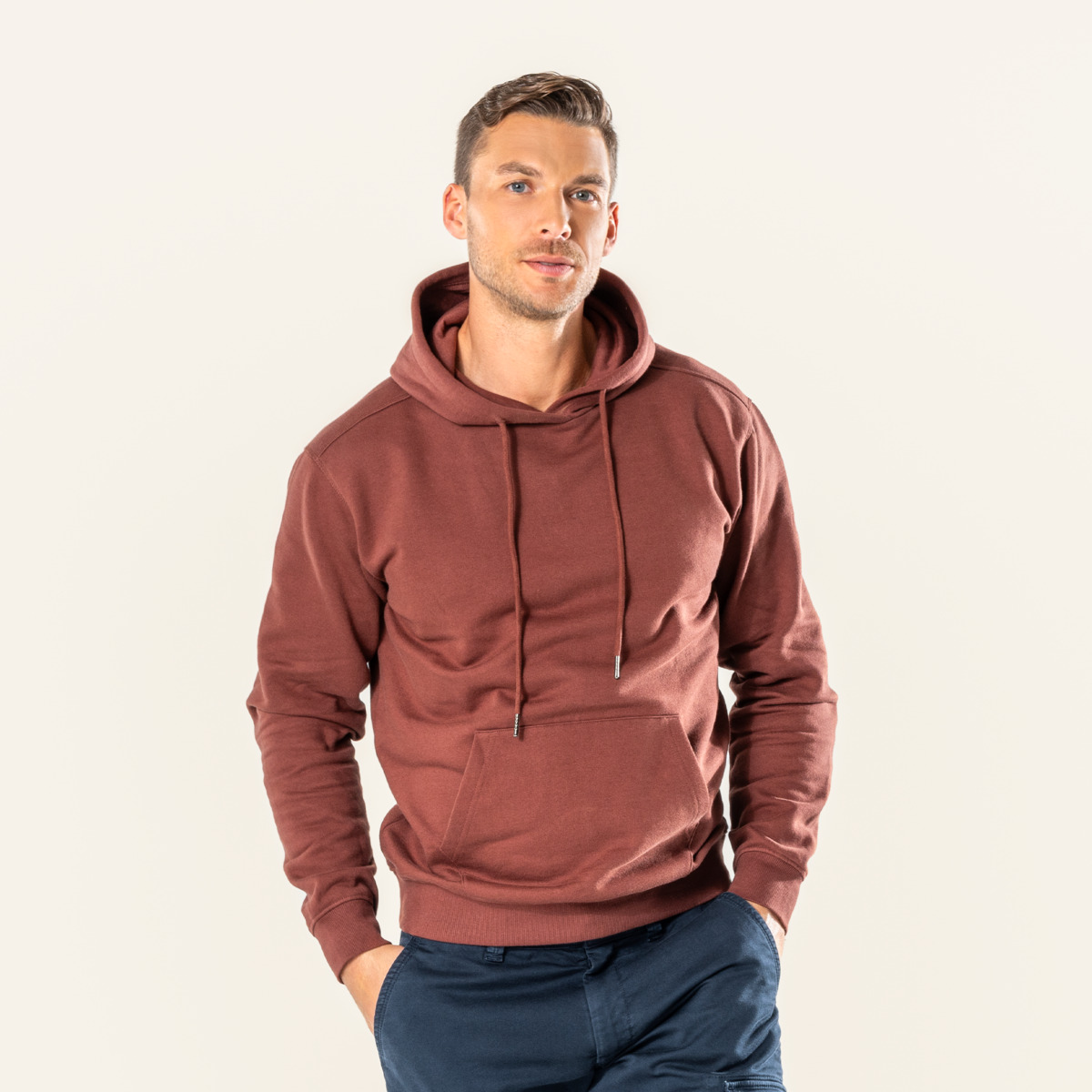 Brun Hommes Sweat-shirt à capuche