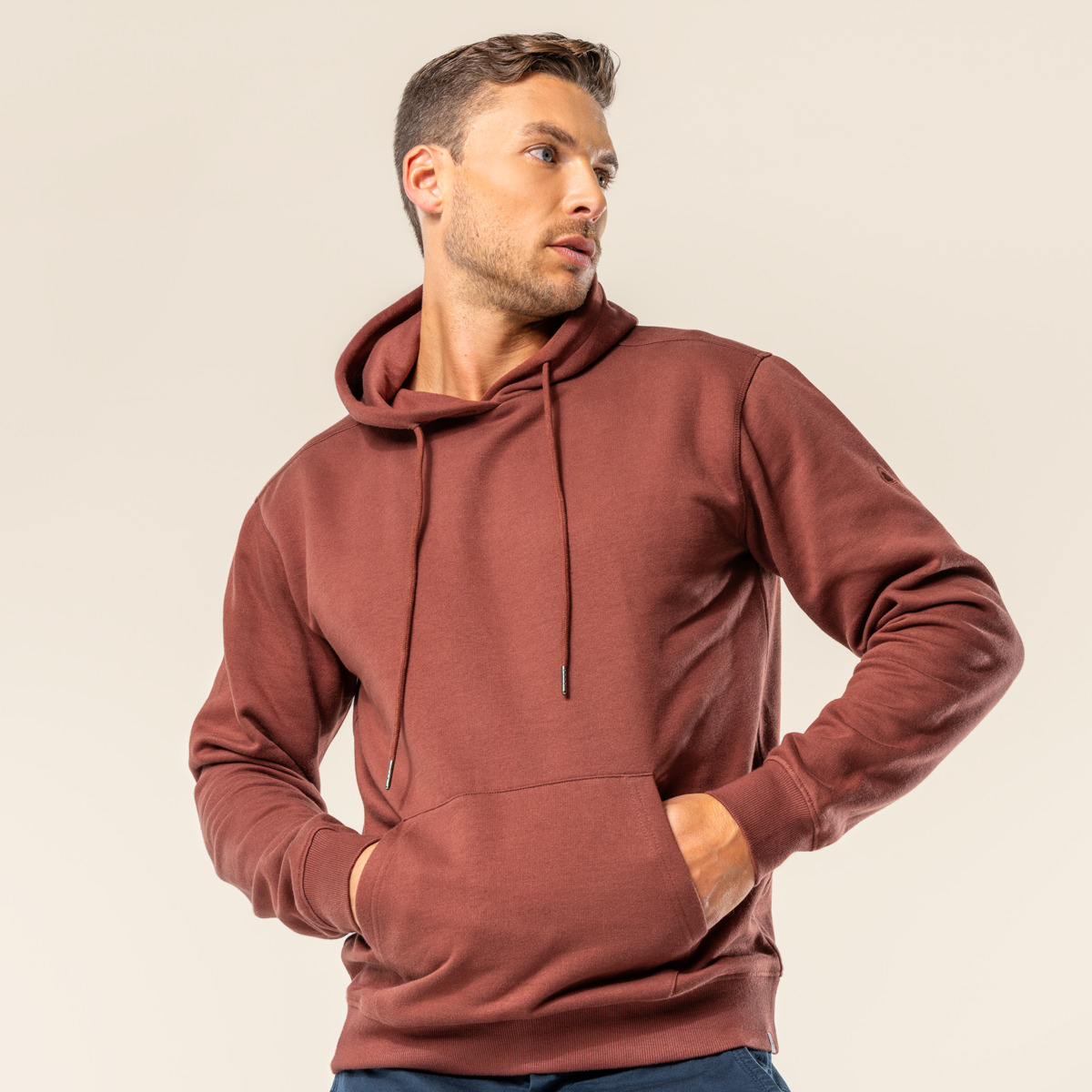 Brun Hommes Sweat-shirt à capuche