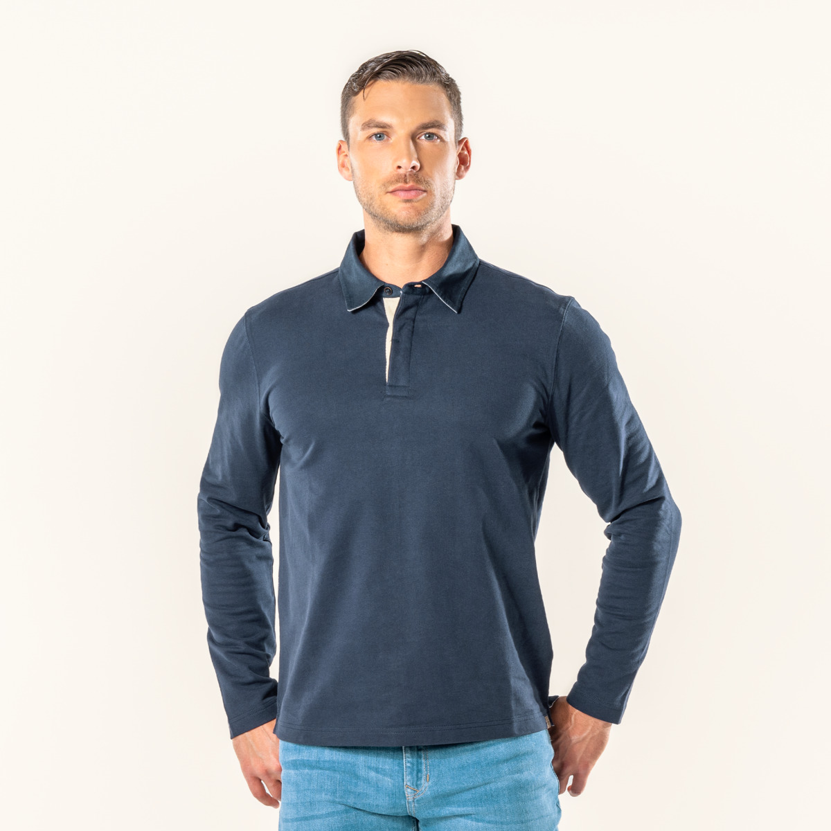 Blau Herren Langarm Shirt