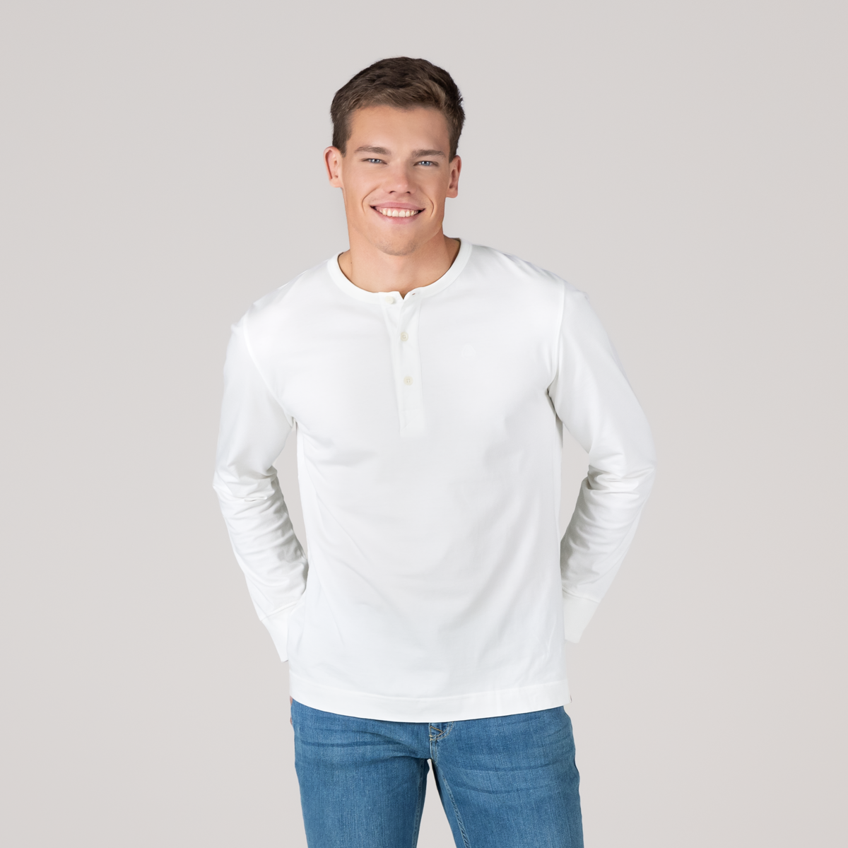 Weiß Henley Shirt Herren PAOLO