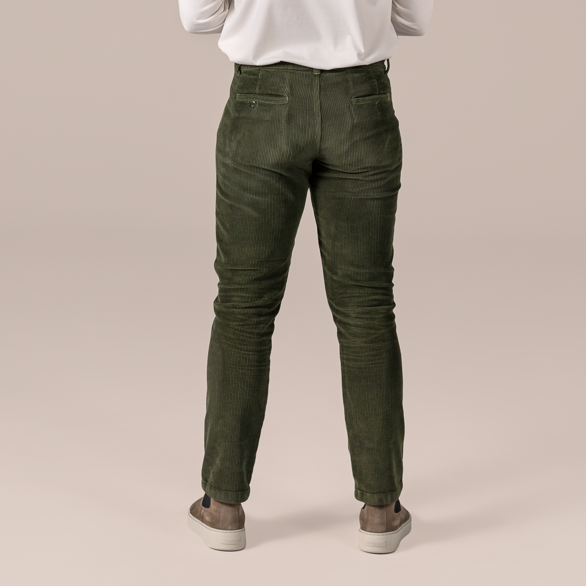 Vert Hommes Pantalon en velours côtelé