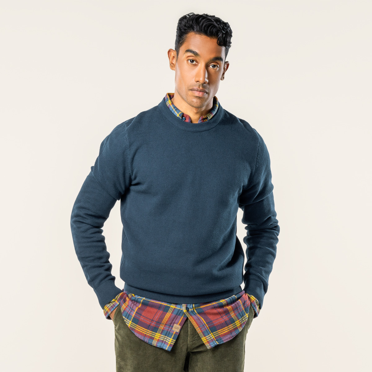 Bleu Hommes Pullover