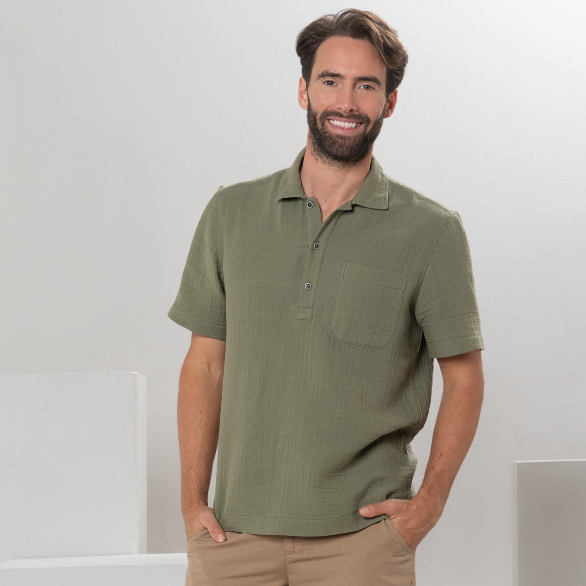 Beige Hommes Polo