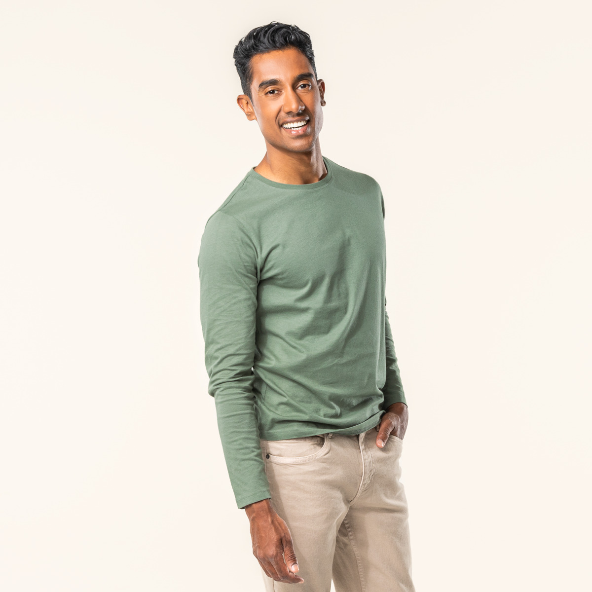 Vert Hommes T-shirt manches longues