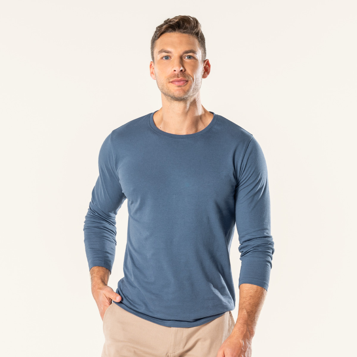 Blue Men Long-sleeved shirt