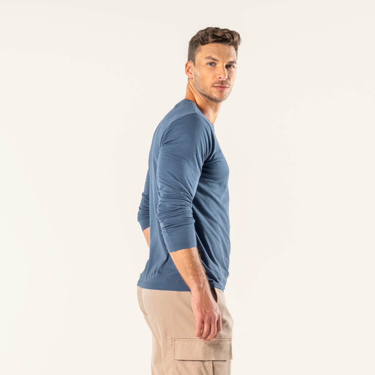 Bleu Hommes T-shirt manches longues