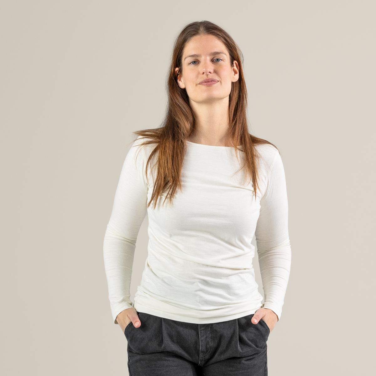 Beige Women Long-sleeved shirt