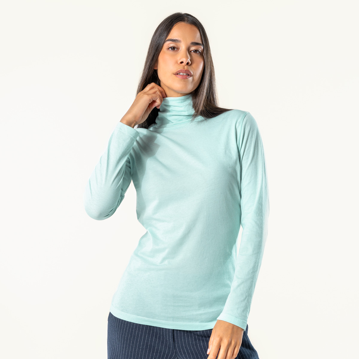 Blau Damen Rollkragenshirt