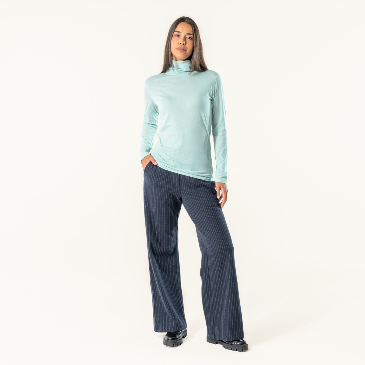 Blau Damen Rollkragenshirt