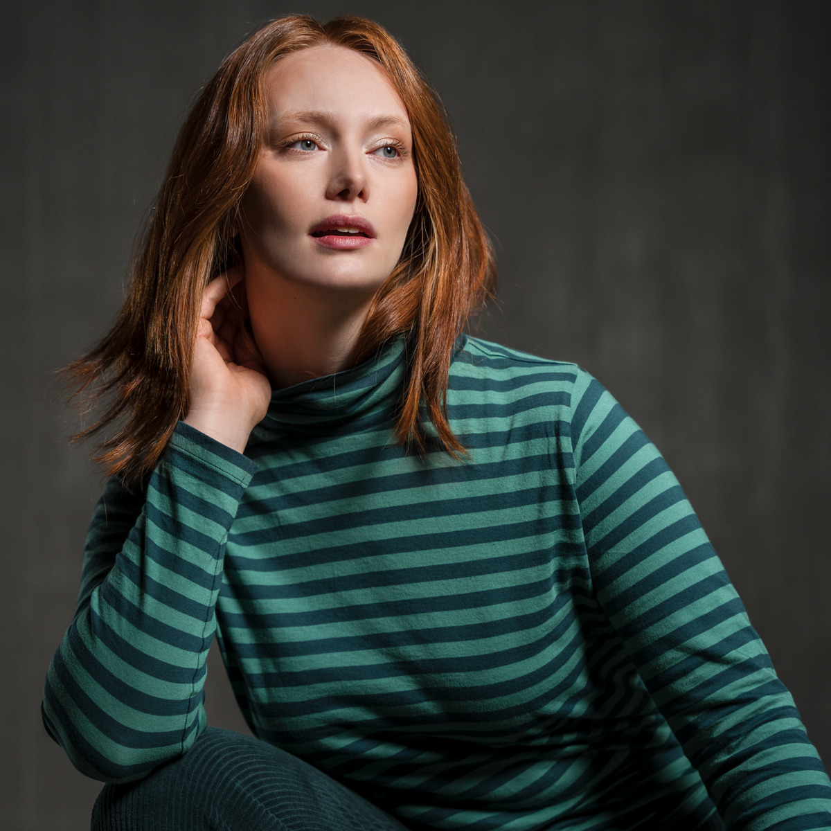 Green Women Turtleneck shirt