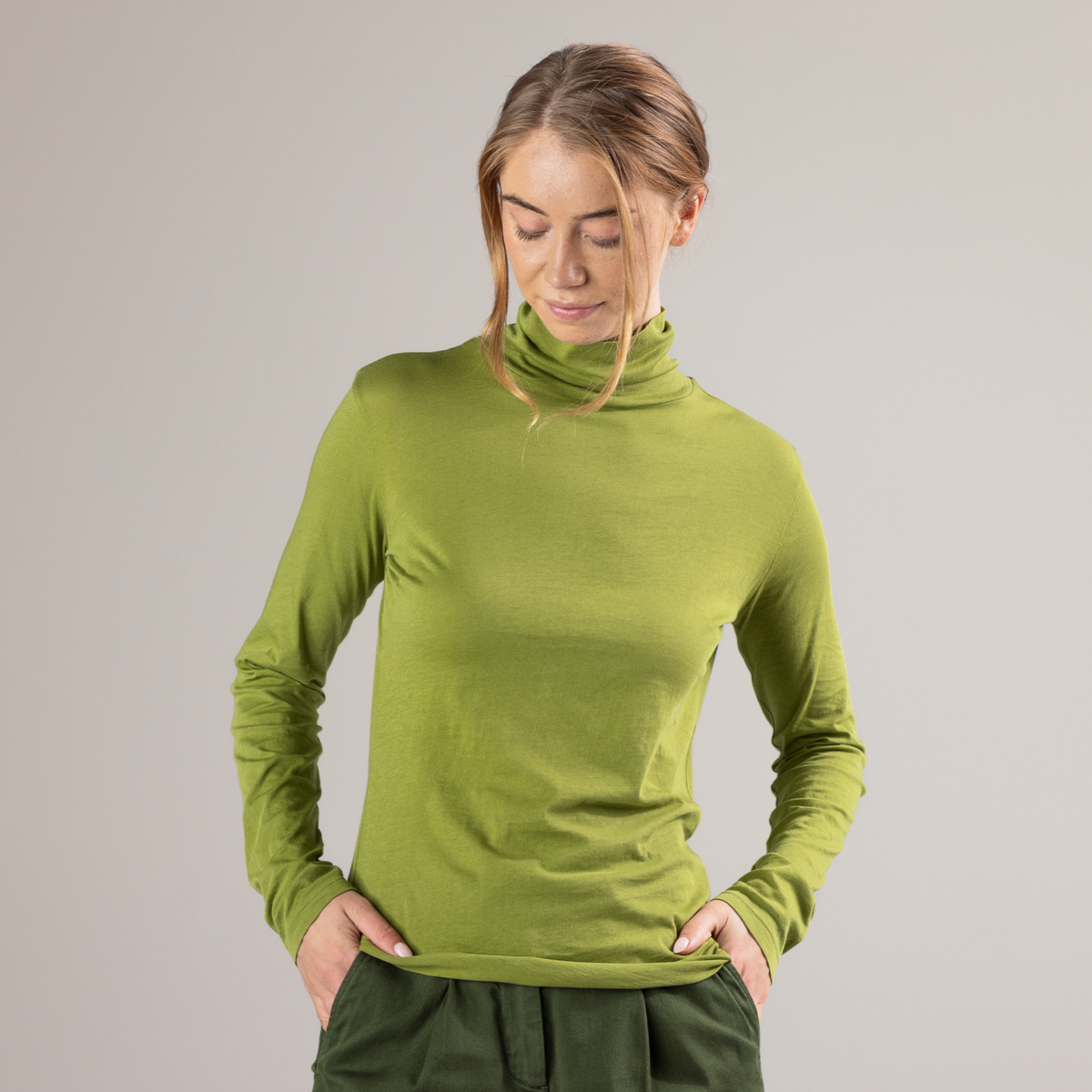 Green Women Turtleneck shirt