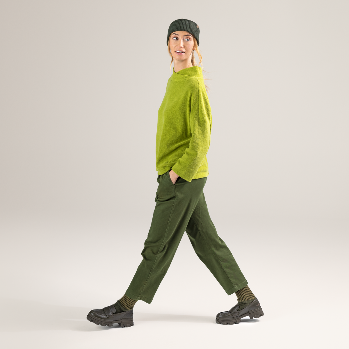 Green Women Fleece Jumper