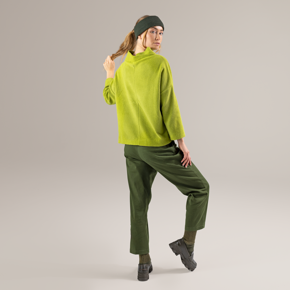 Green Women Fleece Jumper