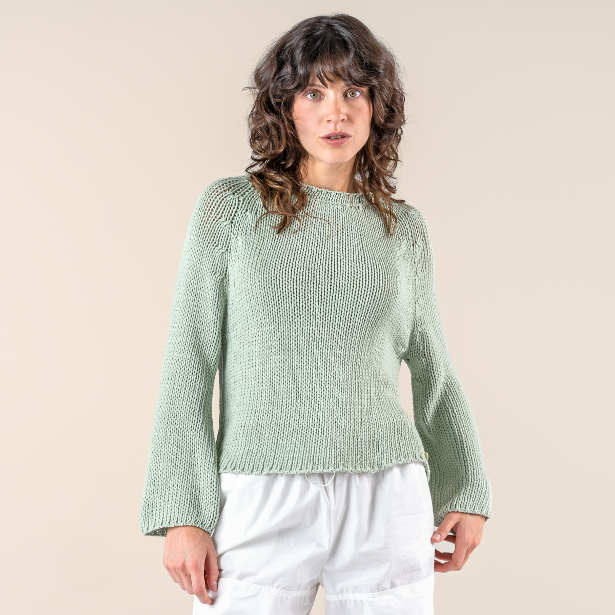 Green Women Sweater, 3/4 sleeve