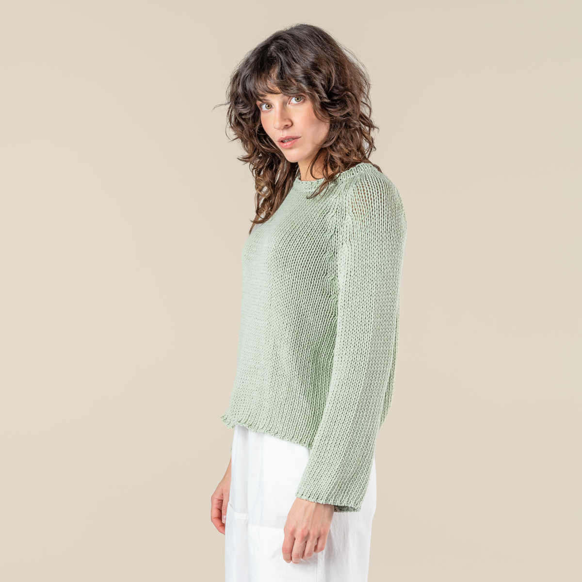 Green Women Sweater, 3/4 sleeve