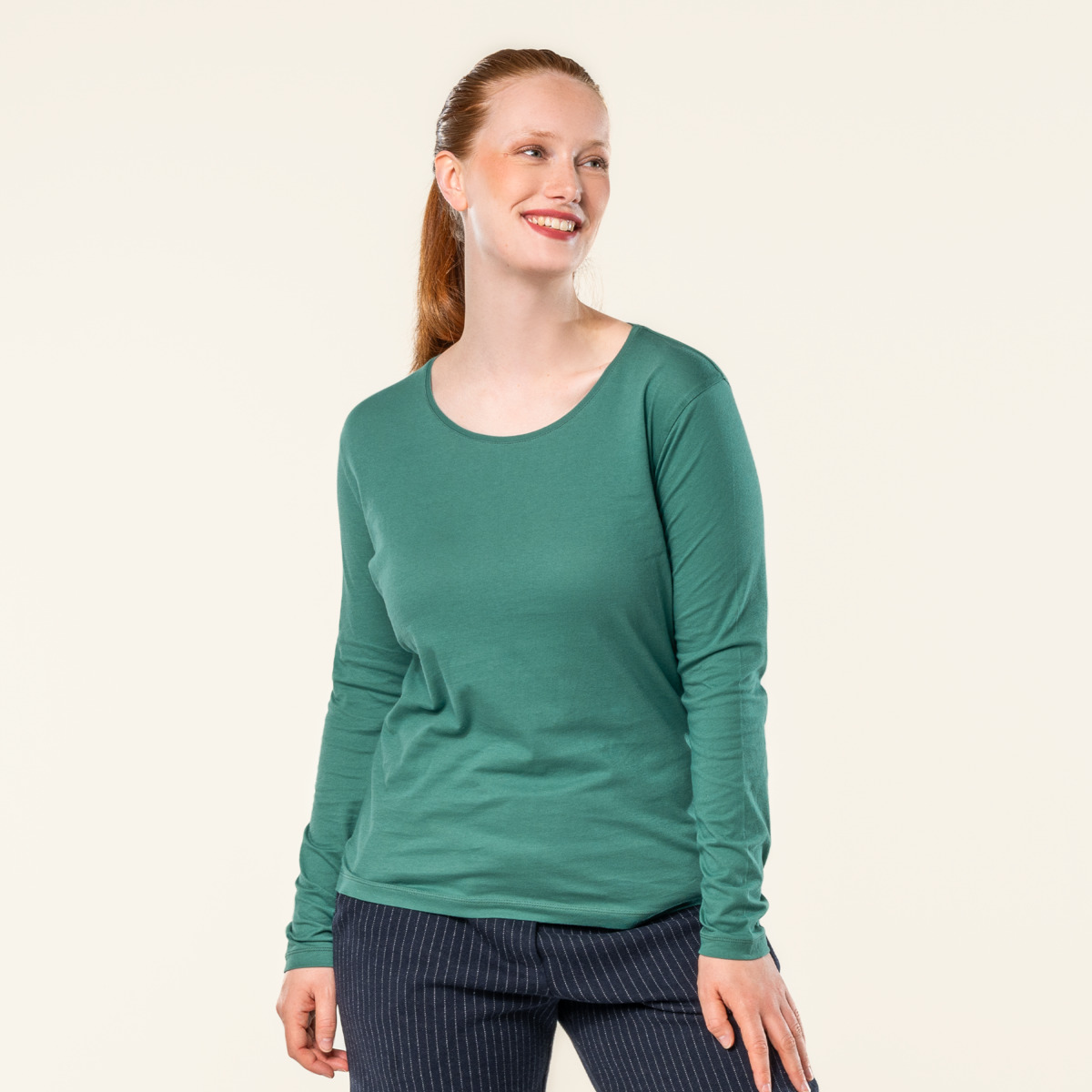 Grün Damen Langarm Shirt