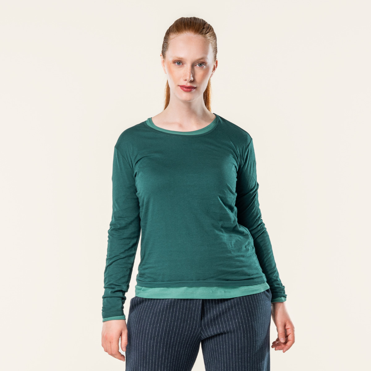 Grün Damen Langarm Shirt