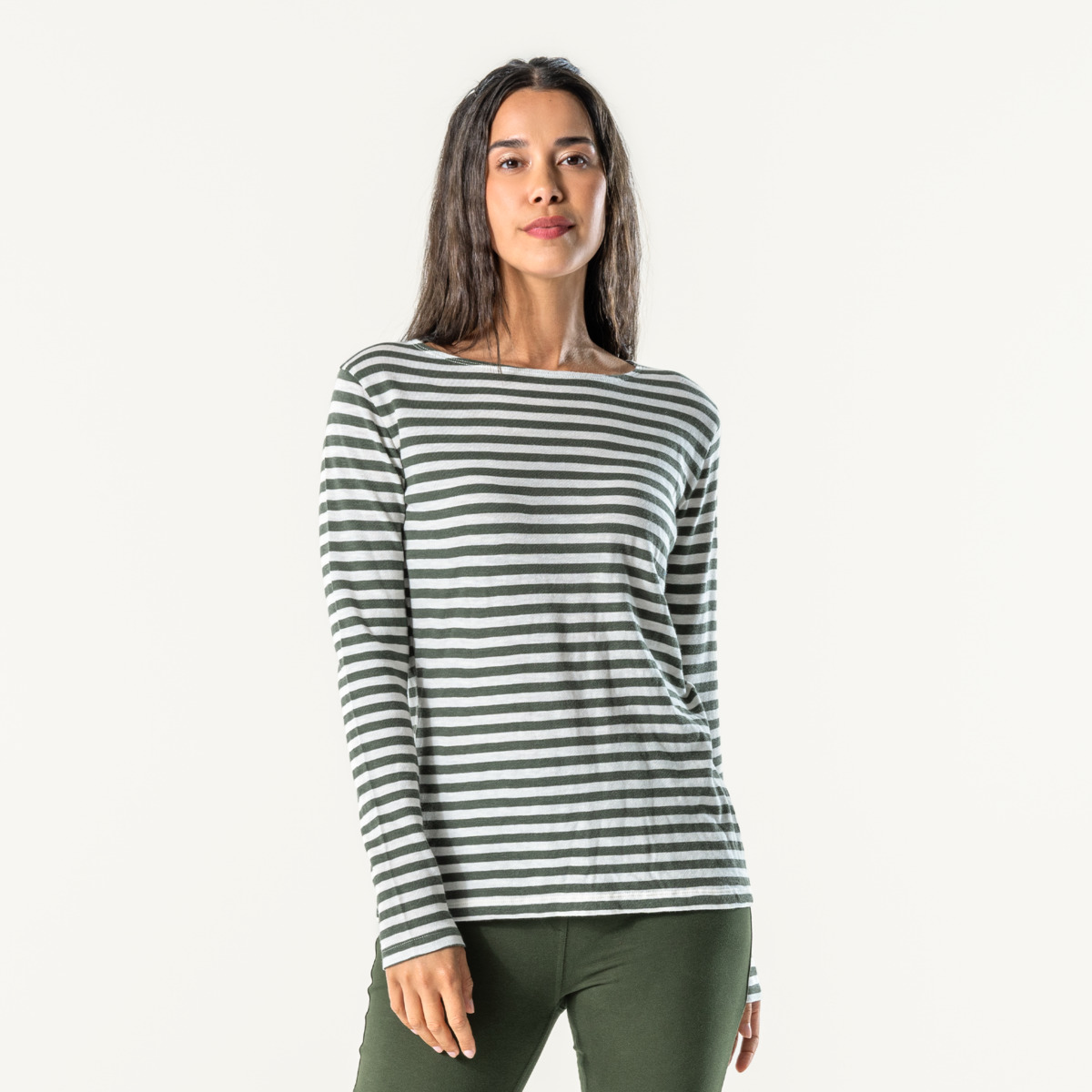 Gestreift Damen Langarm-Shirt