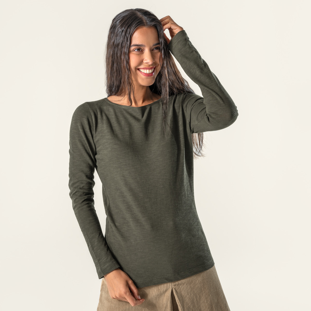 Vert Femmes T-shirt manches longues