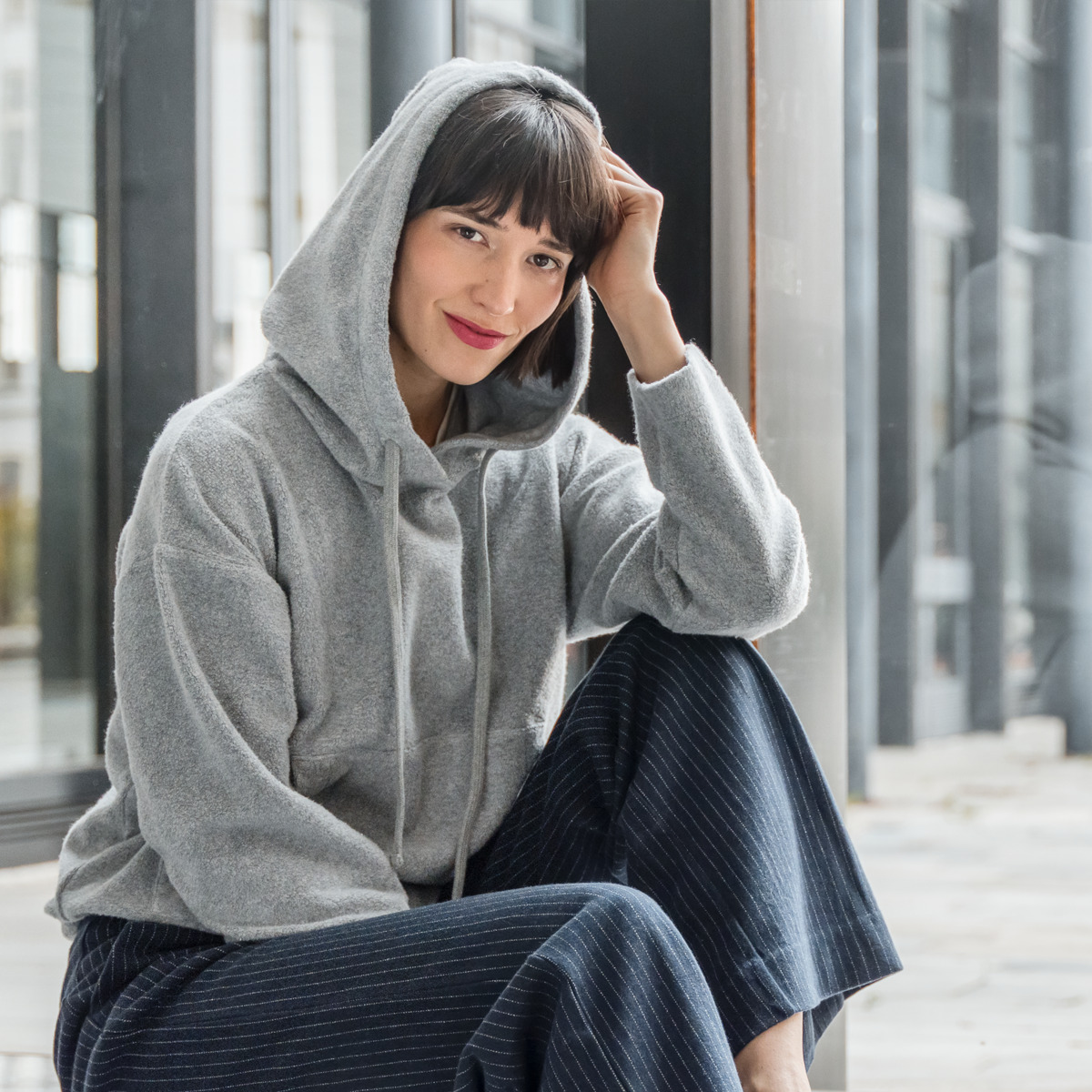 Gris Femmes Sweat à capuche