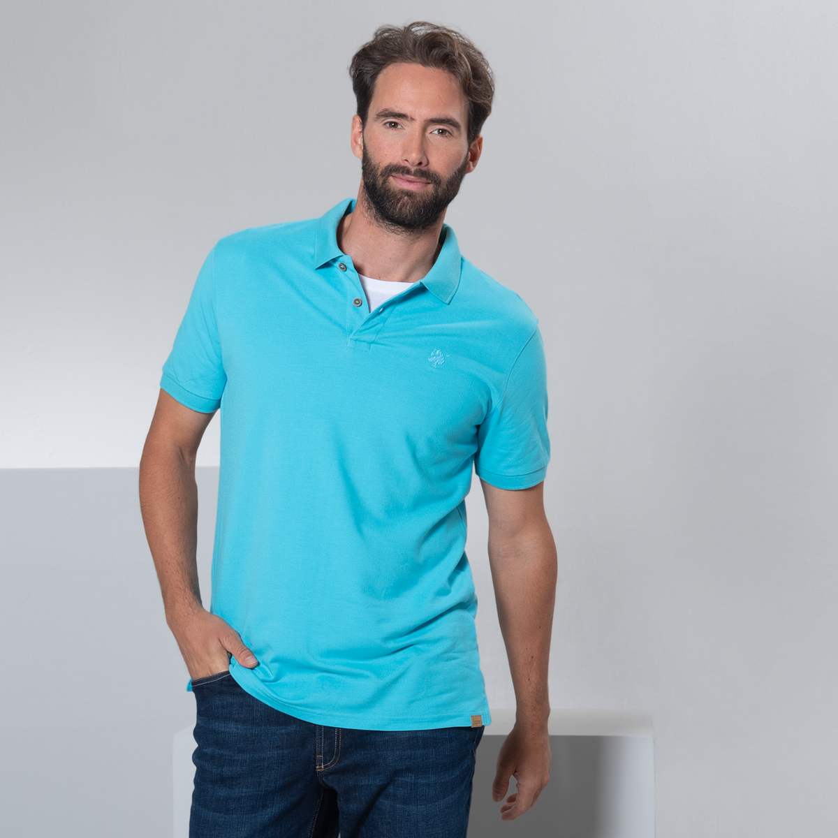Turquoise Men Polo shirt