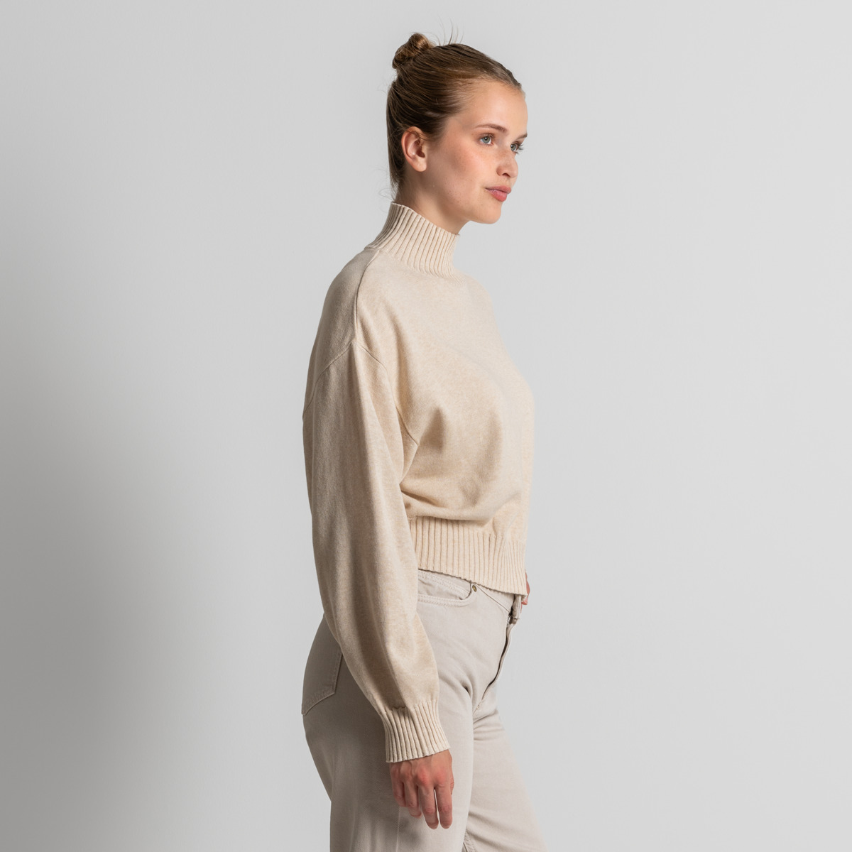 Beige Damen Oversized Pullover