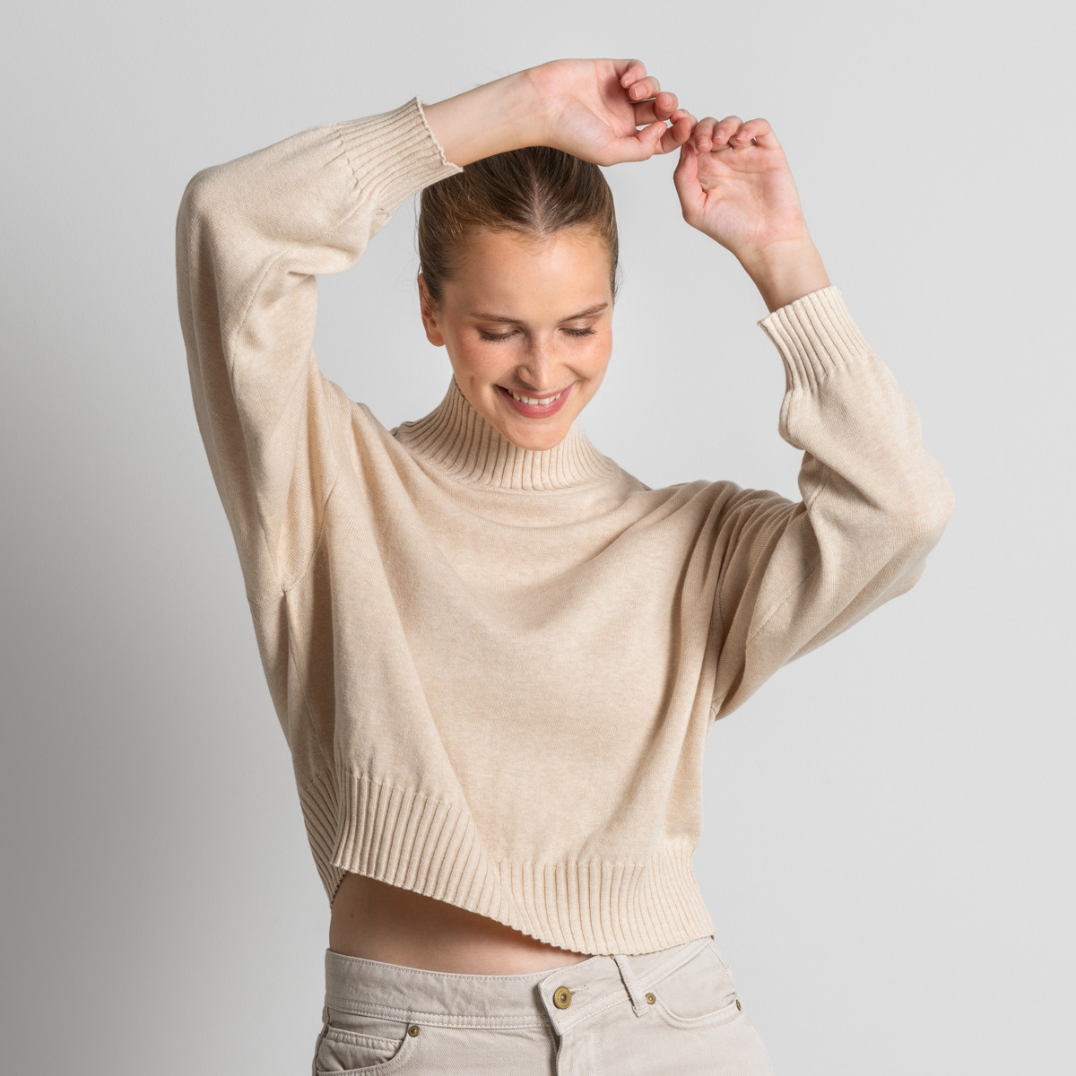 Beige Damen Oversized Pullover