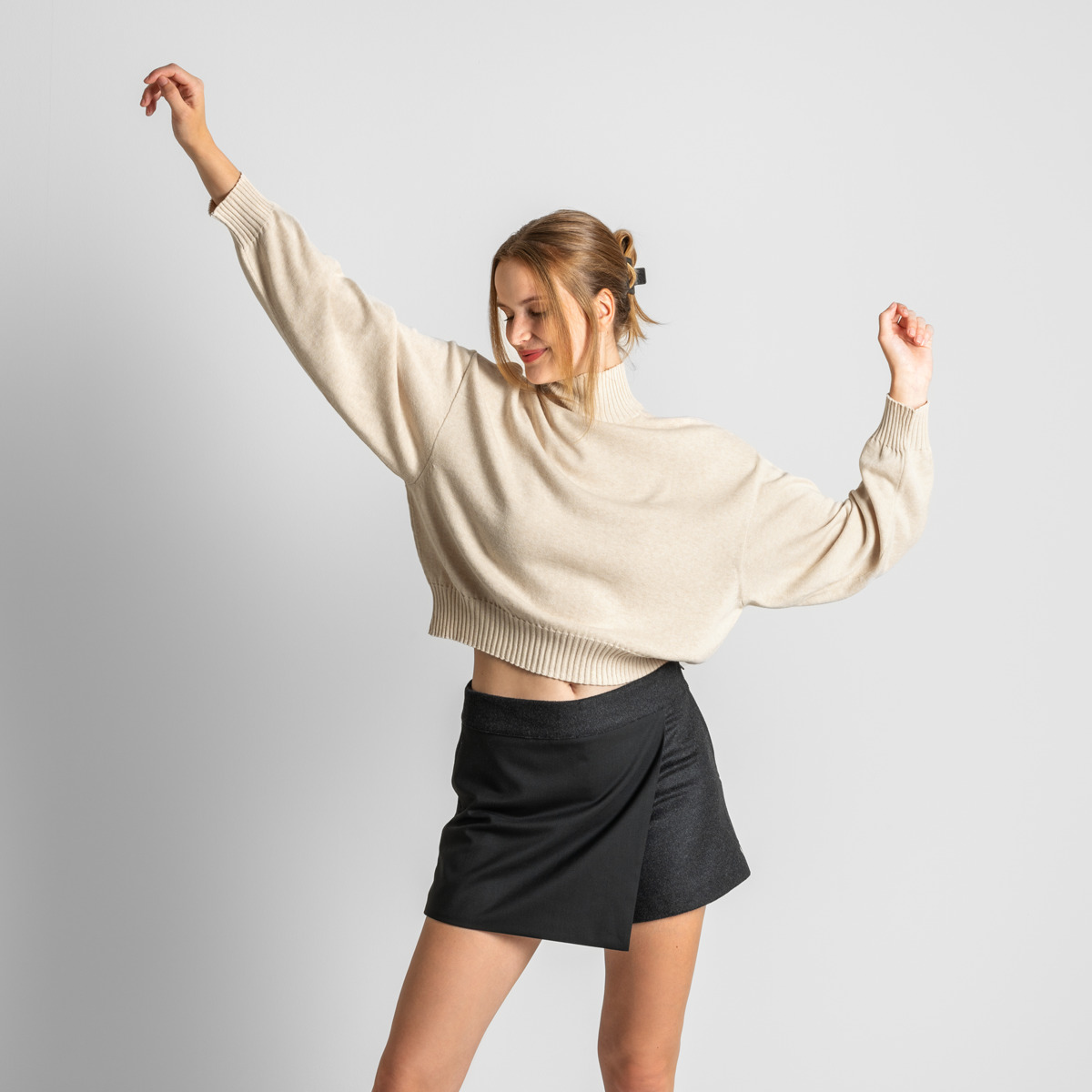 Beige Women Oversized Pullover