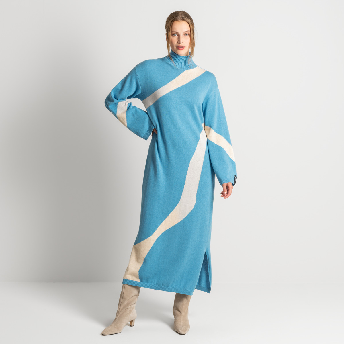 Gemustert Damen Strickkleid