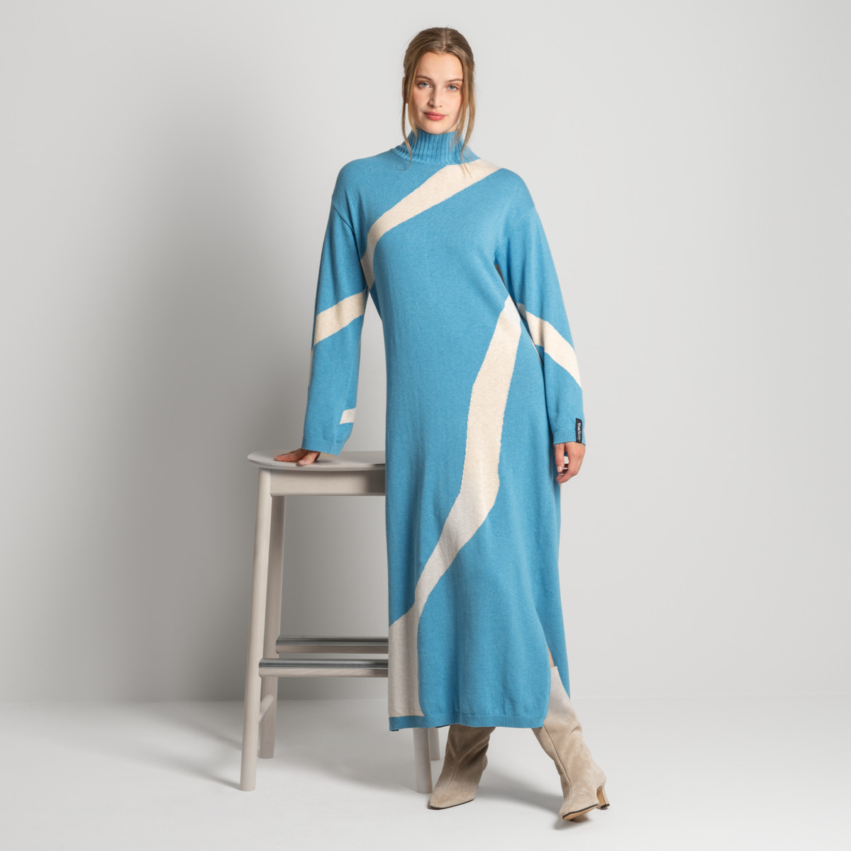 Gemustert Damen Strickkleid