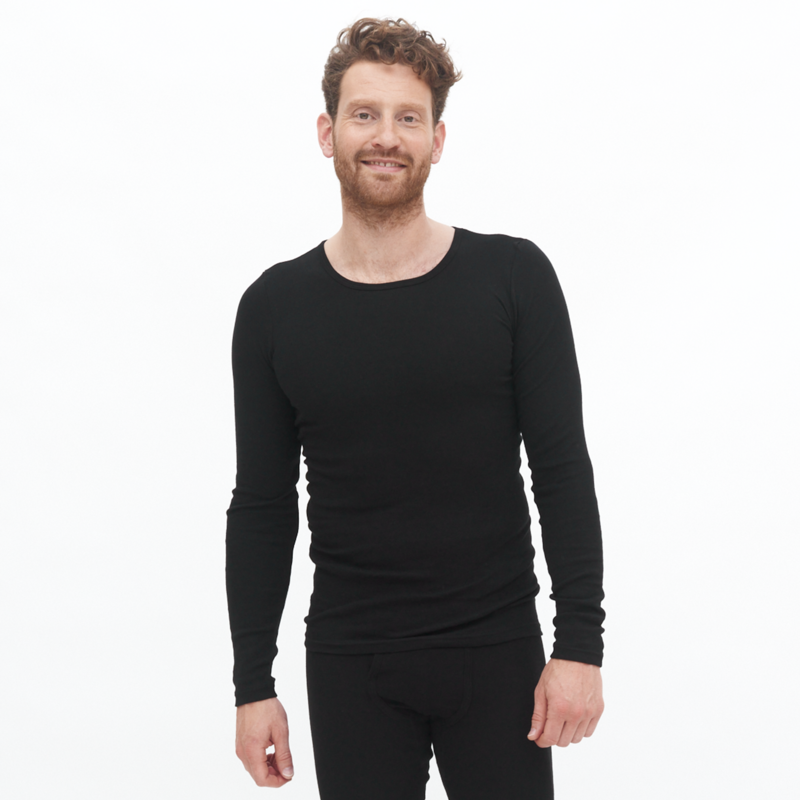 Schwarze Langarm-Shirt Herren Langarm-Schlafanzug