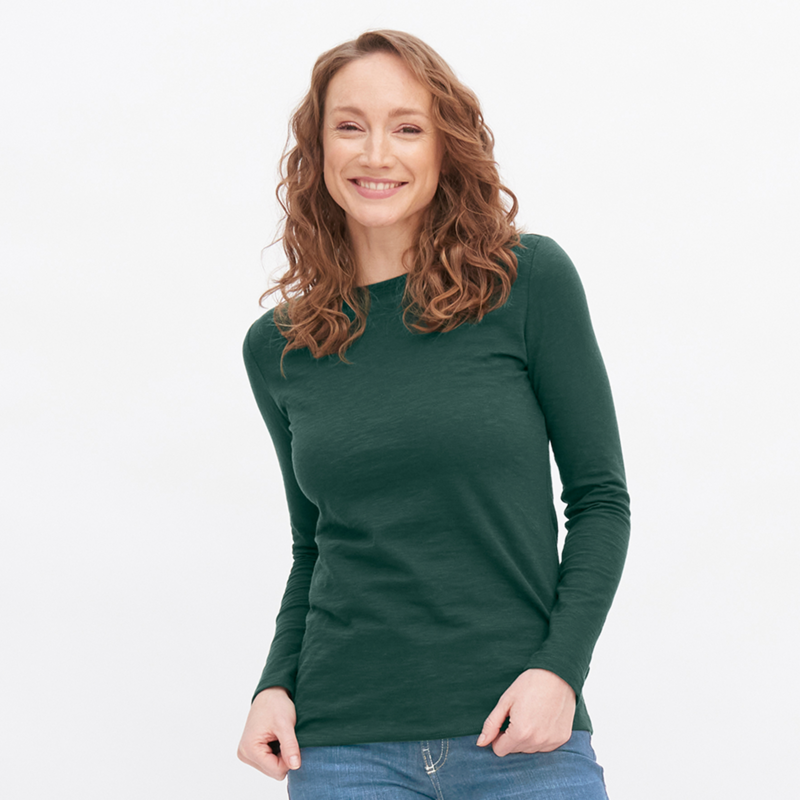 Grüne Langarm-Shirt Damen Langarm-Strickpullover
