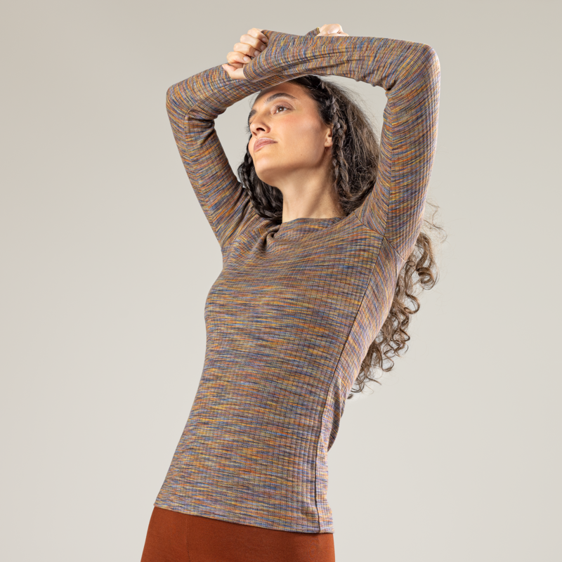Multicoloree T-shirt manches longues Femmes maillot de corps à manches longues