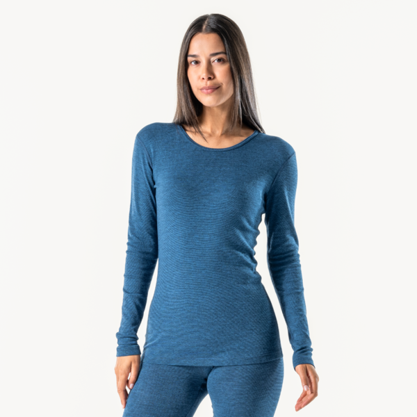Blaue Langarm-Shirt Damen Langarm-Schlafanzug