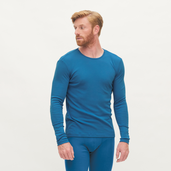 Blaue Langarm-Shirt Herren Langarm-Unterhemd