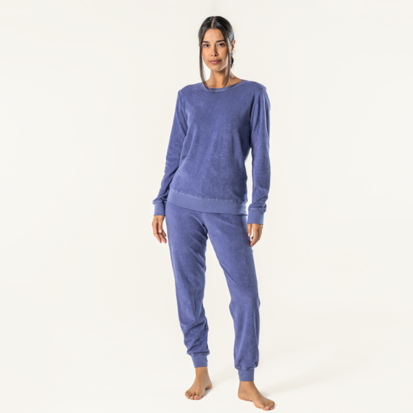 Lilae Frottee-Schlafanzug Damen Pyjama