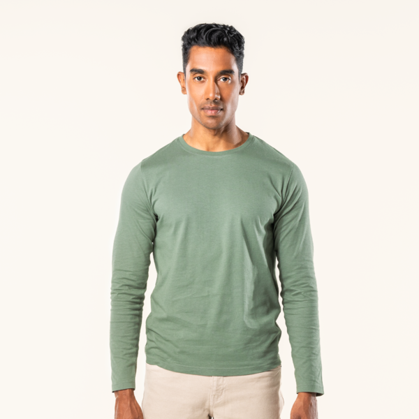 Verte T-shirt manches longues Hommes pull en tricot à manches longues