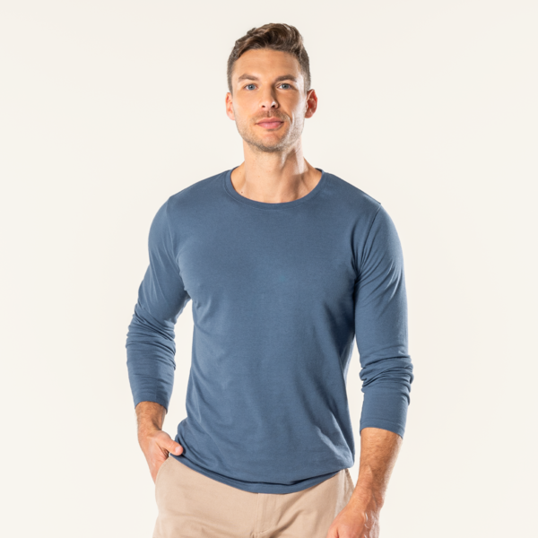 Bleue T-shirt manches longues Hommes pull en tricot à manches longues